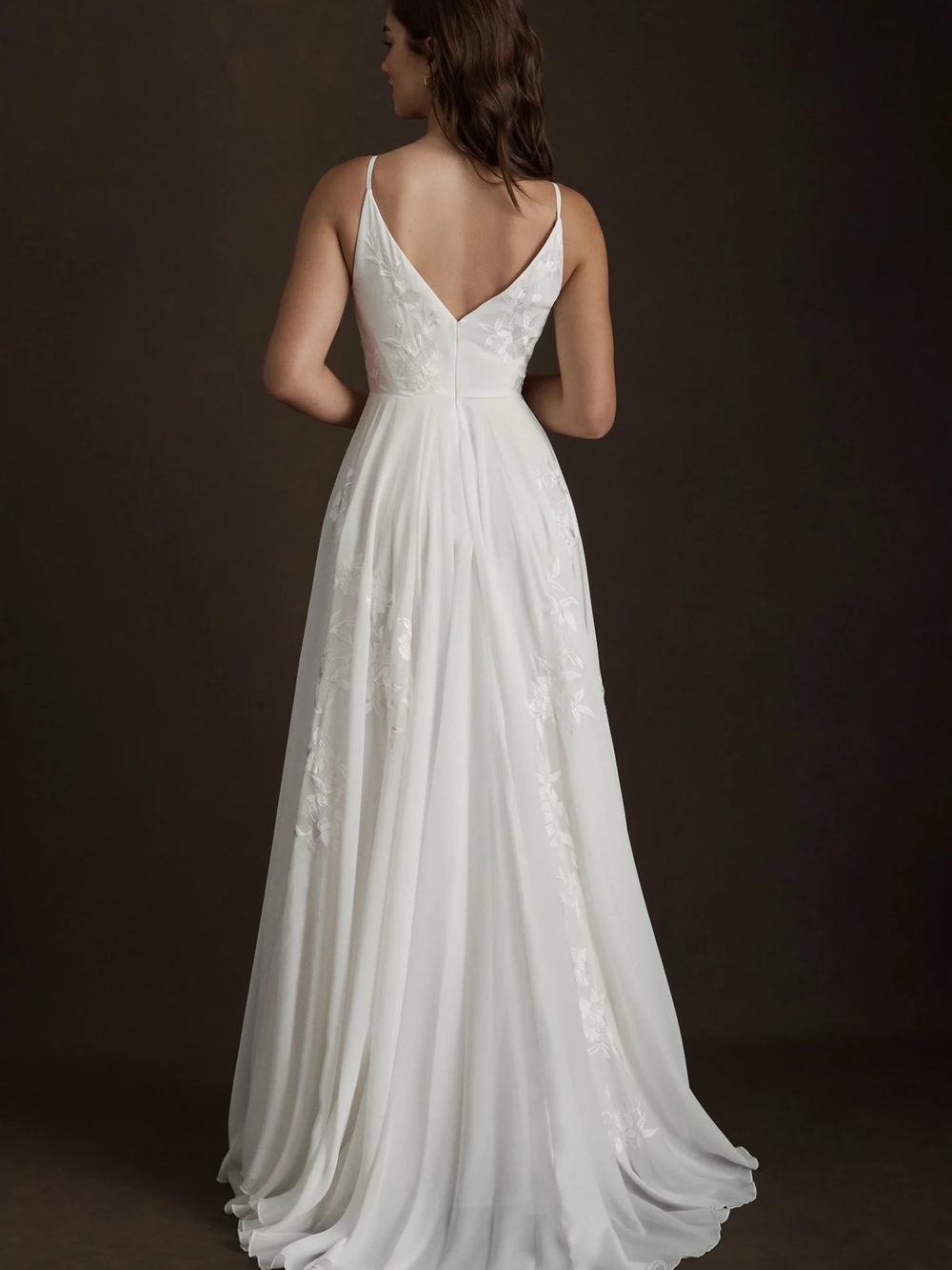 BHLDN Bonaire V-Neck Embroidered Wedding Gown, Never Altered Floor Model - Picture 8 of 13
